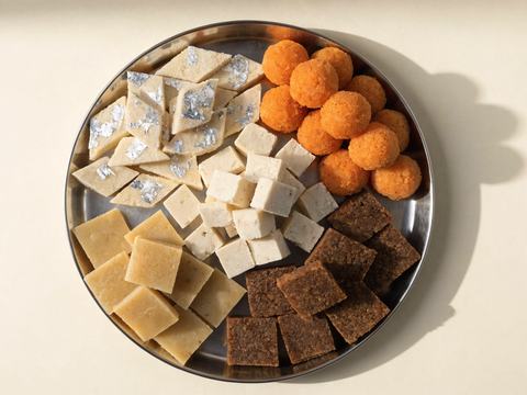 मिली-जुली मिठाई का थाल